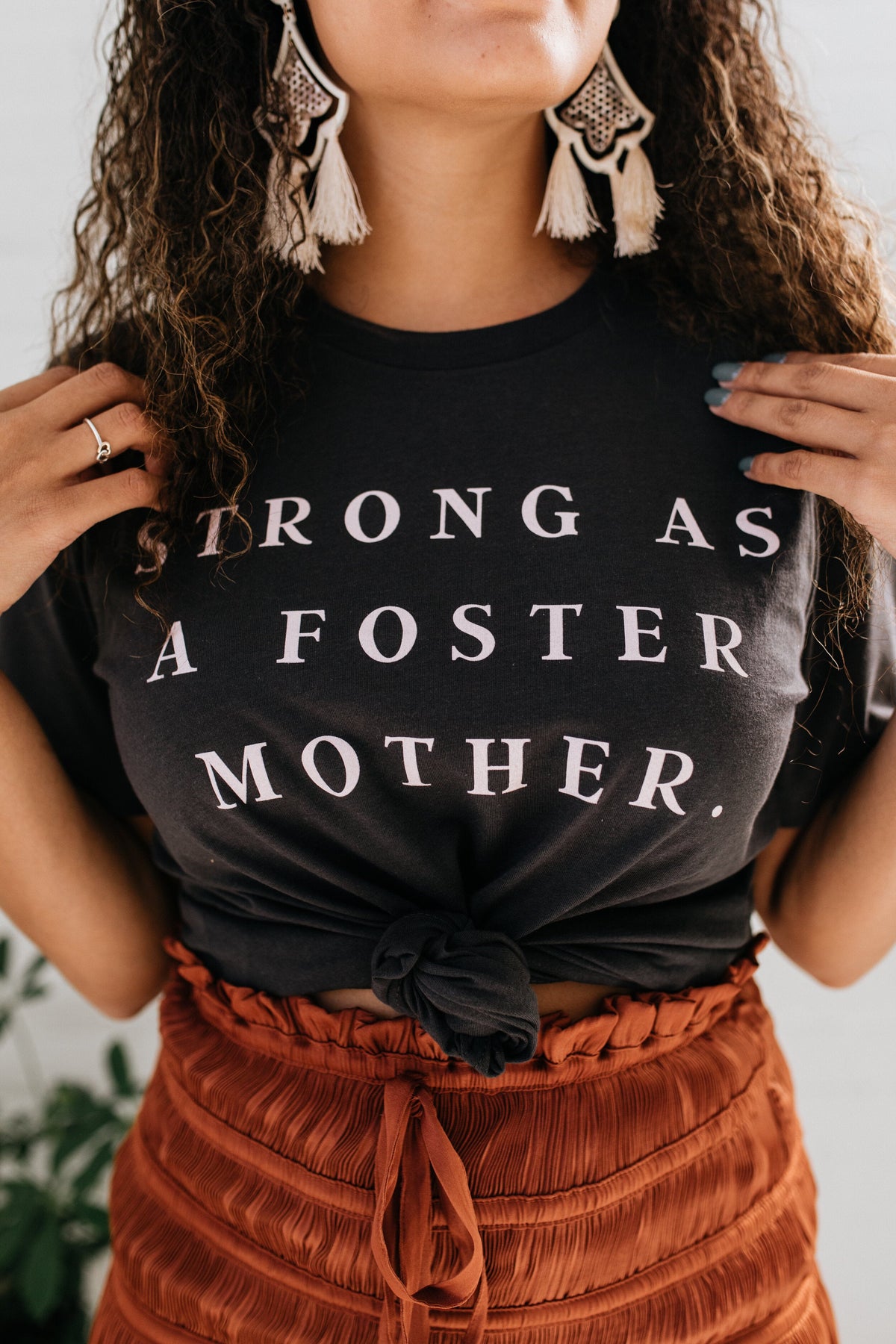 STRONG AS A FOSTER MOTHER T-SHIRT